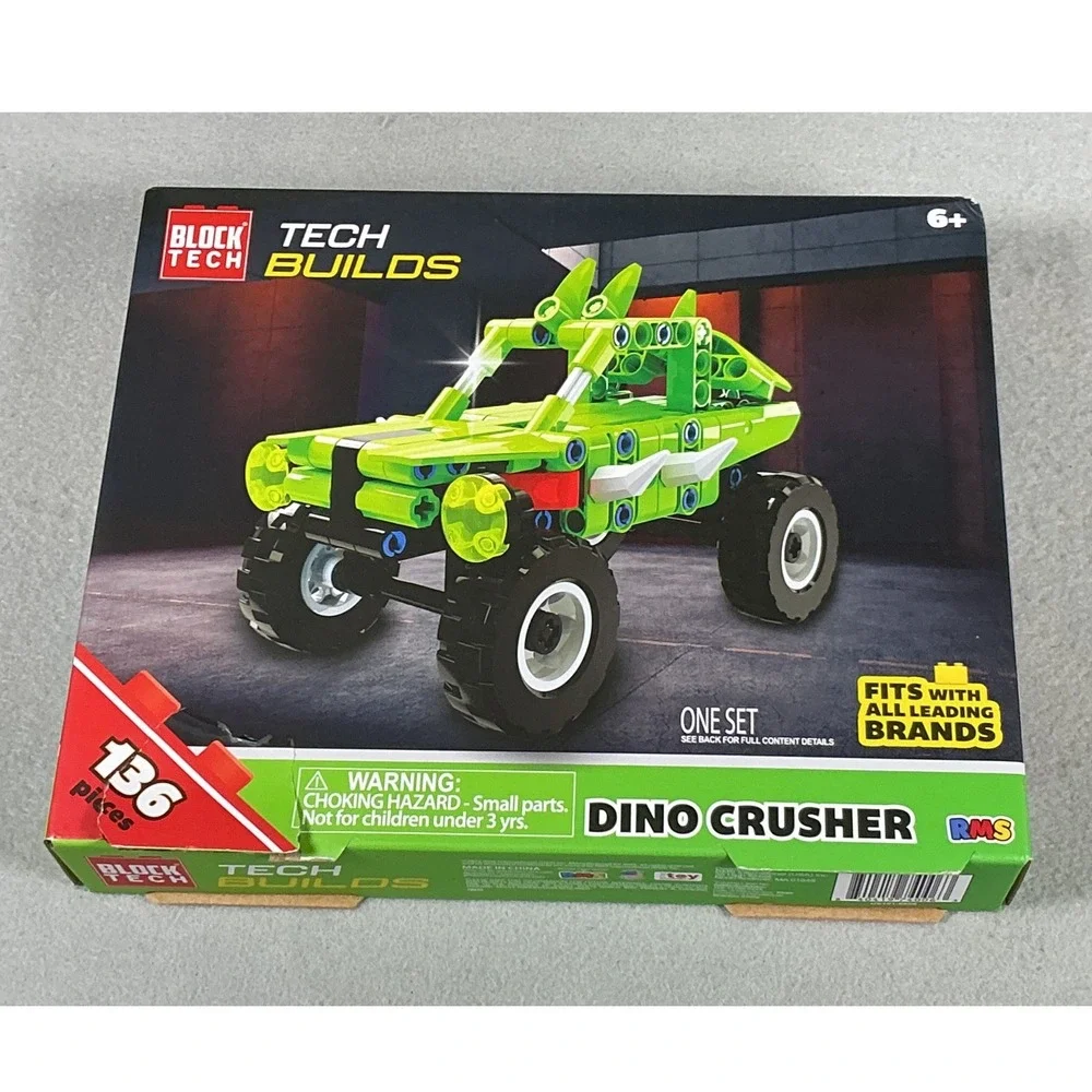 Block Tech Tech Builds Dino Crusher 136 Piece Green Off-Road Truck Building Set